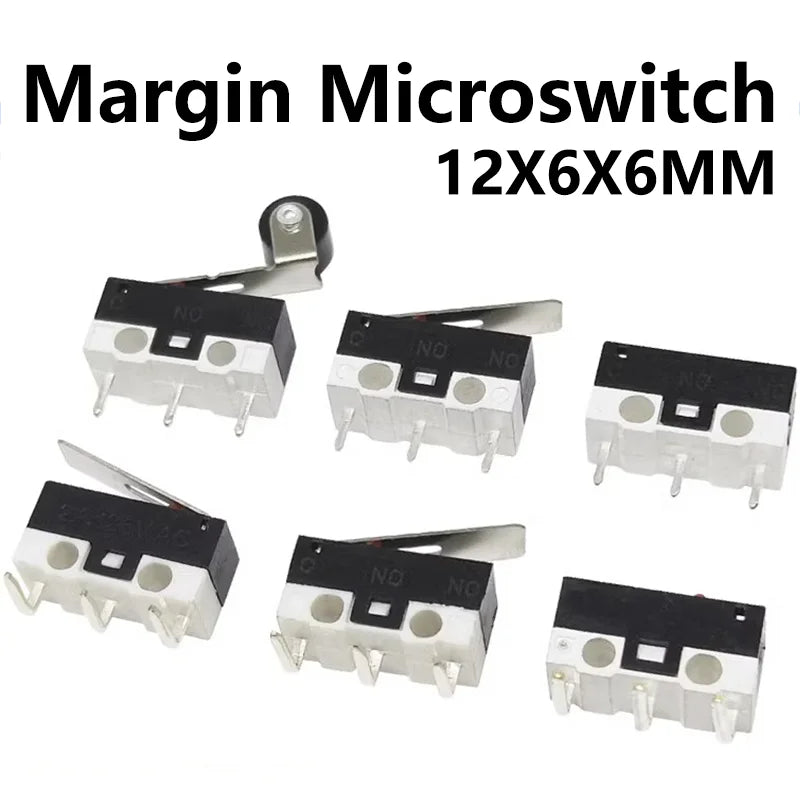 20PCS 3Pins 1A 125V Mini Micro Limit Switch Terminals SPDT Roller Arc Lever Snap Action Push Micro Mouse Switches C NO NC PCB