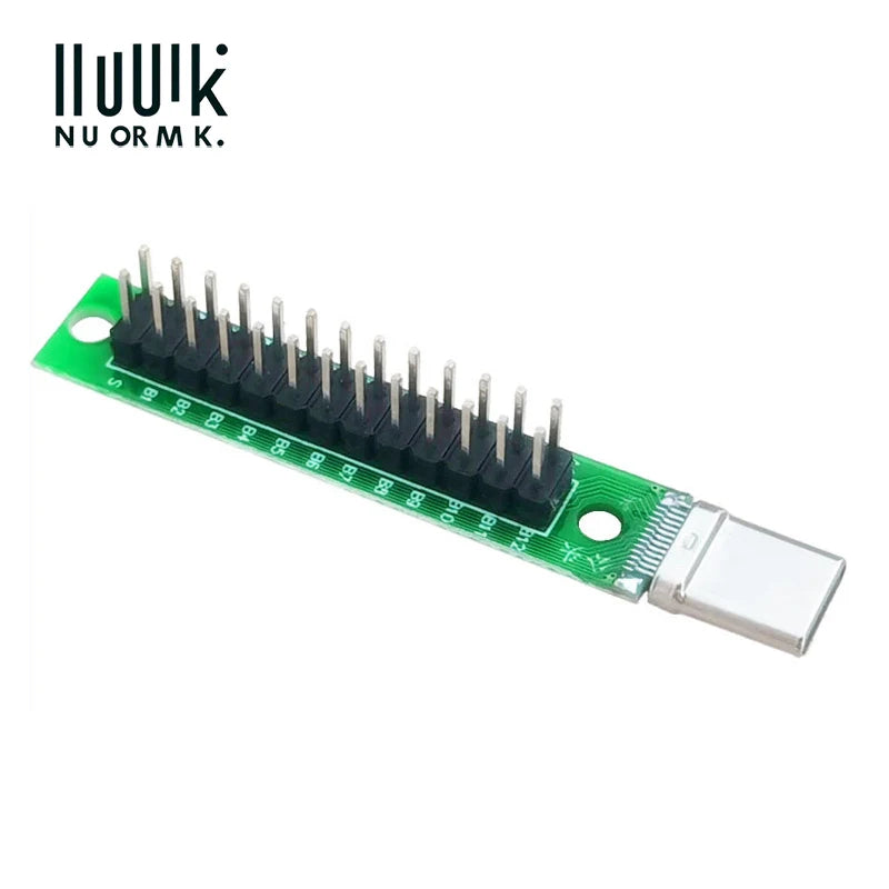 USB Type-C Male & Female Test Board 24Pin, Breakout Module with PCB and Pin Header