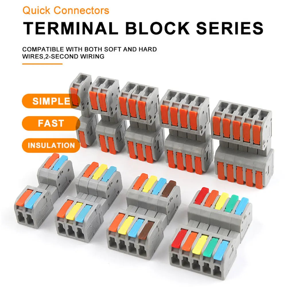 5Pcs DF-2604D Mini Docking Quick Wire Connector Male Female Universal Compact Push-in Butt Conductor Terminal Block 32A 250V