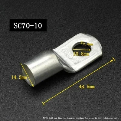 SC Type Wire Nose Terminal SC35 SC50 SC70 SC95 Bare Copper Battery Block Lugs Hole ID 6 8 10 12mm Crimp DTGA Cable End Connector