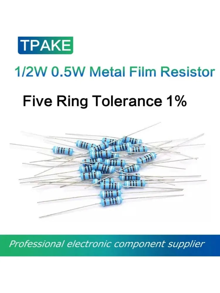 Metal Film Resistor 1/2Watt 0.5W 100R 120E 150 180 220 240 270 330 360 390 430 470 510 560 680 750 910K 1M Ohm