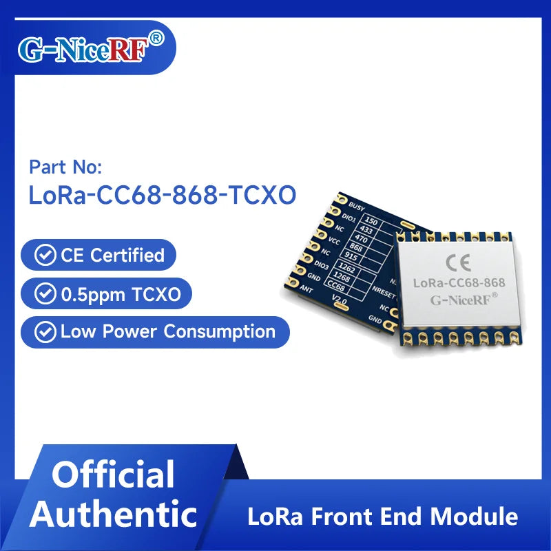 4PCS/Lot NiceRF LoRa-CC68-868-TCXO CE Certified Spread Spectrum Transceiver Lora Module 255 bytes FiFo And 22 dBm Output Power