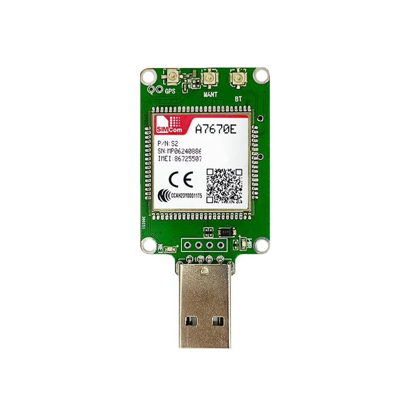SIMCOM A7670E A7672E USB Dongle Modem LTE CAT1+2G+GPS IoT Module Breakout Kit With Antenna for Europe/Middle East/Africa