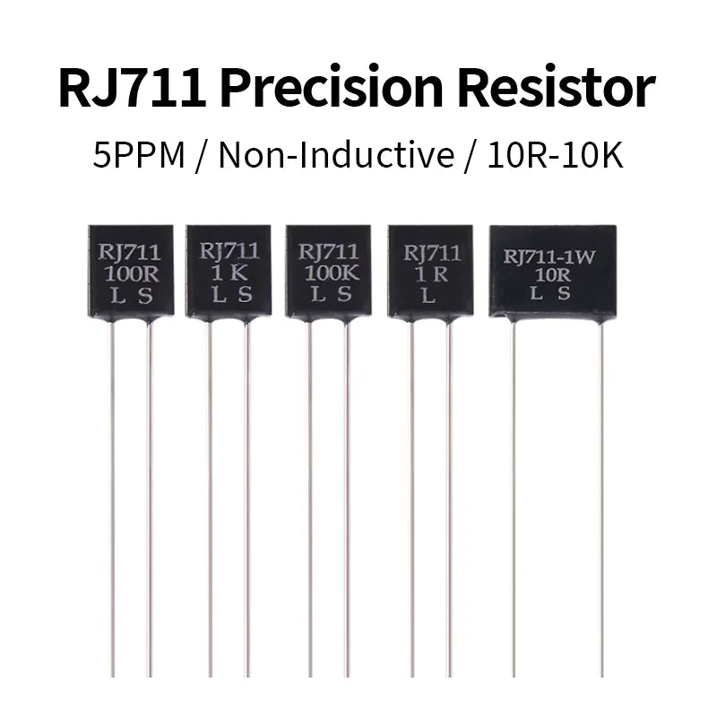 RJ711 0.01% 5PPM 0.25W 0.5W 1W Precision Resistor 10R 100R 250R 1K 10K Non-Inductive Sampling Resistor