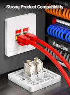 AMPCOM Pro Cat7/6A/6 Shielded Keystone Jack, Zinc Alloy Toolless RJ45 Connector with 50u Gold Plated Pins for High-Speed Network