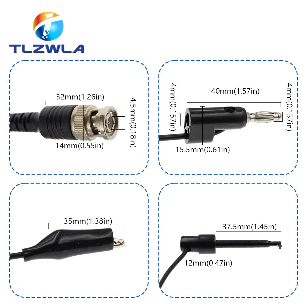 BNC Male Plug to 4mm Banana Stackable Plug Crocodile clip Lead Probe Q9 Testing Mult Cable Cord 50ohm RF Coaxial Tangerrf