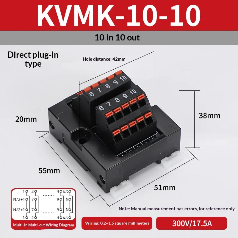 One in Multiple Out Direct Insertion Terminal Block Distribution Box DIN Rail Power Common Splitter PLC Signal Line Junction Box