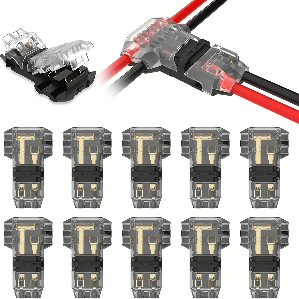 T1 T2 Quick-Connect Snap-In Terminals, No Welding No Stripping Automatic Wire Connectors, Professional Electrical Cable Accessor