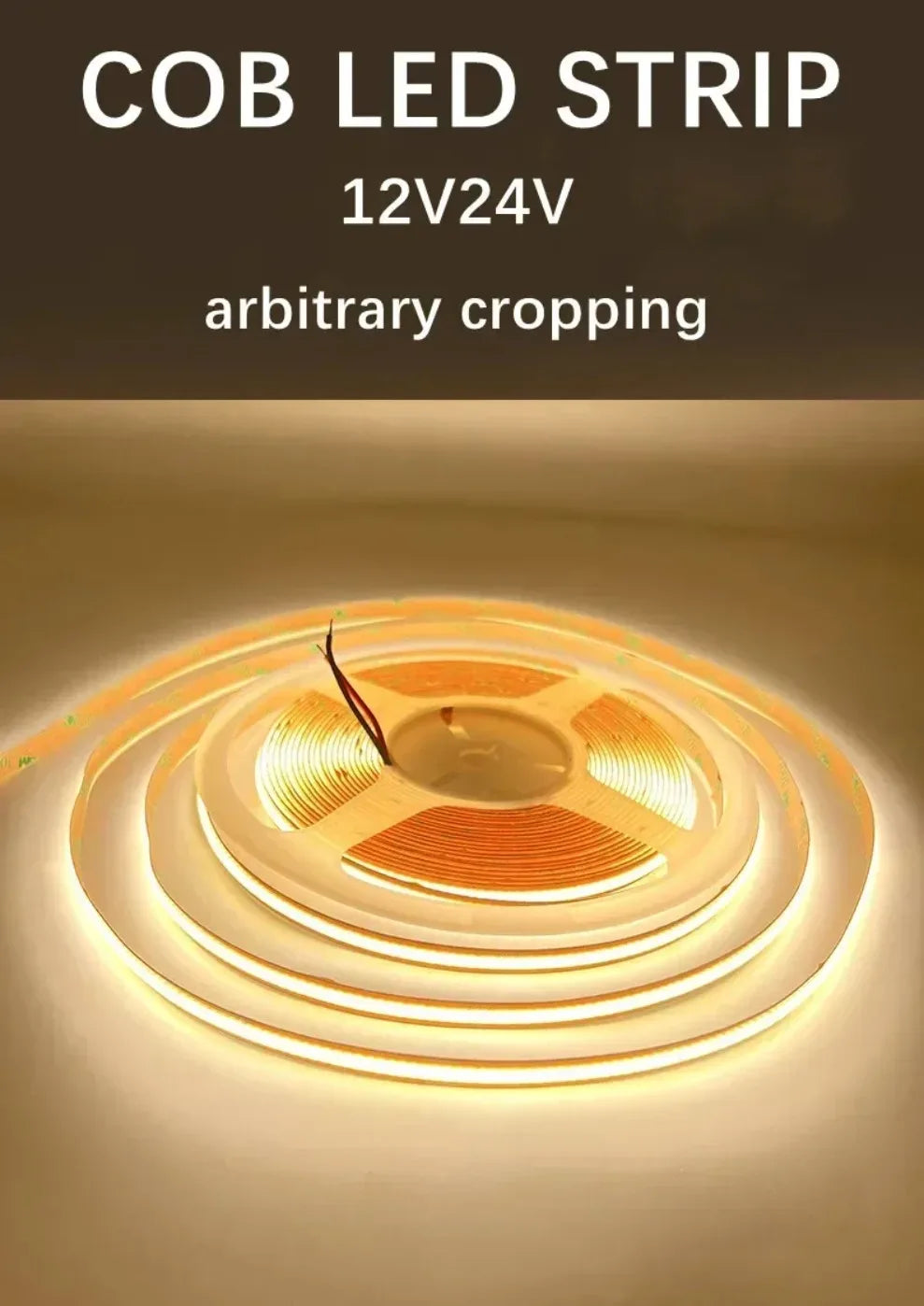 DC 12V/24V 8MM COB LED Strip Free Cut Cuttable 400LEDs/M 528LEDs/M High Density Flexible Tape Home Decoration Lighting 0.5M-10M