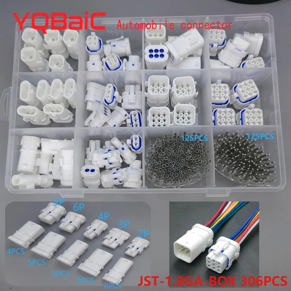 2P, 3P, 4P, 6P, 9P. 1.8 mm waterproof connector plug and socket with cable, JST, JWPF, automotive connectors