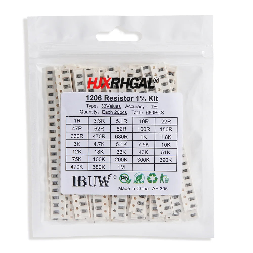 33Values 0402 0603 0805 1206 1210 2512  SMD Resistor Kit Assorted Kit 1ohm-1M ohm Sample Kit 80Values 36Values 10Values
