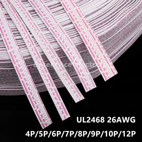 1/2/5M UL2468 Flat Ribbon Cable 26AWG Red White PVC Wire 2.54mm Pitch 4P-12P LED Display Screen Connection Line