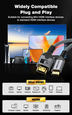 UGOURD 4K 144Hz HDMI to Mini HDMI Cable Bi-Directional Micro/Mini HDMI to HDMI Cable 4K@60Hz for Raspberry Pi Camera DV 2K165Hz