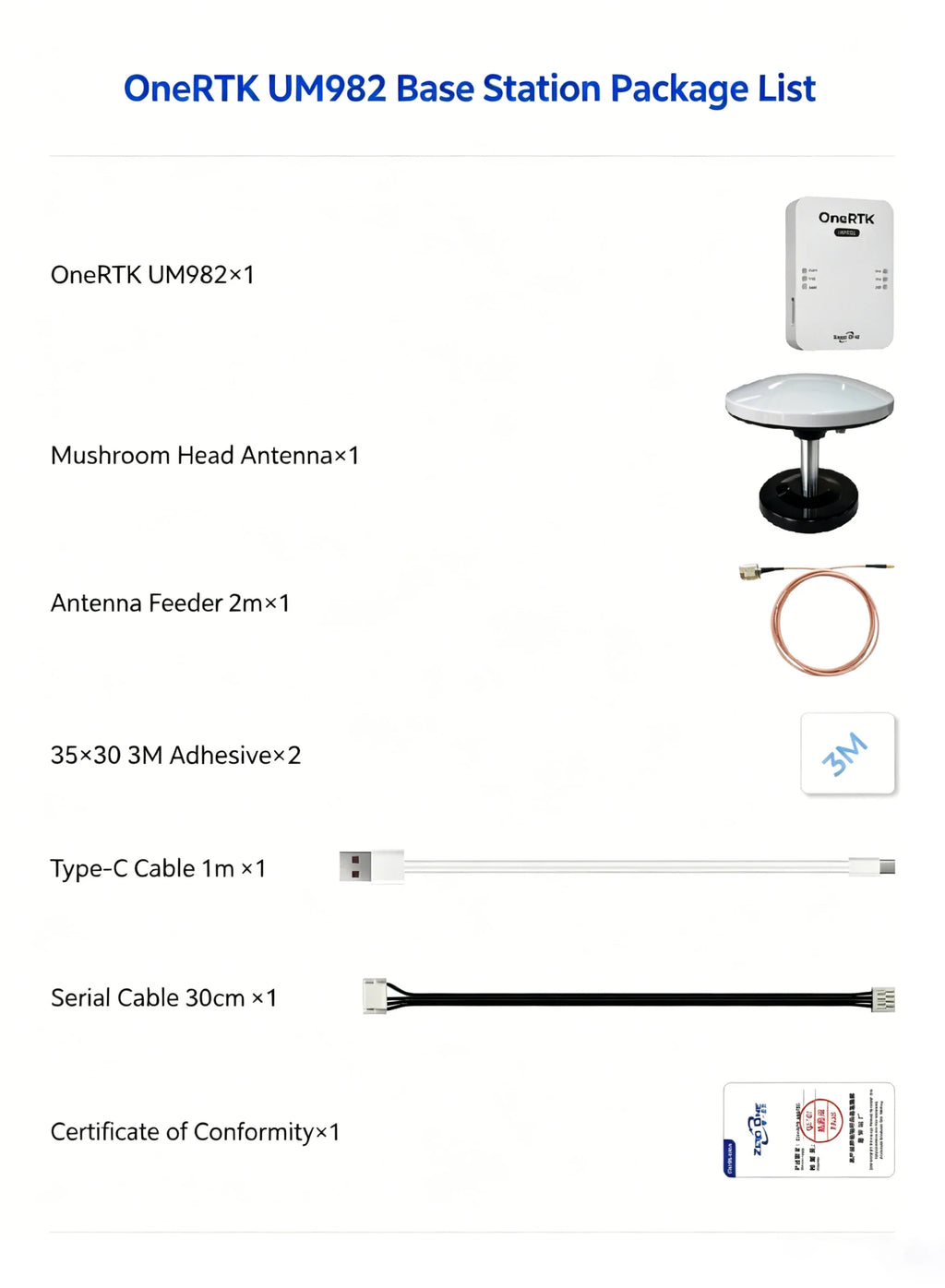 Zero One OneRTK UM982 Dual-Antenna Direction Finding RTK Module with Compass for Plant Protection & Mapping