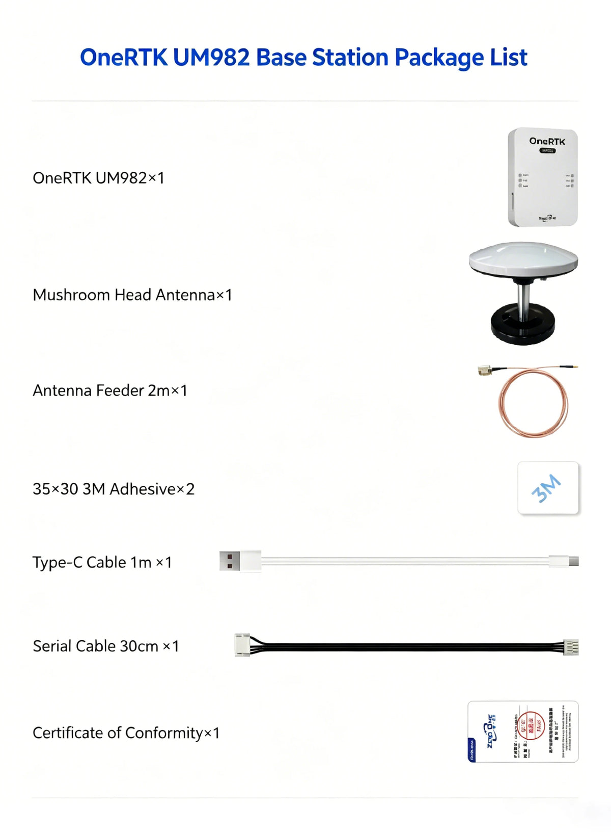 Zero One OneRTK UM982 Dual-Antenna Direction Finding RTK Module with Compass for Plant Protection & Mapping