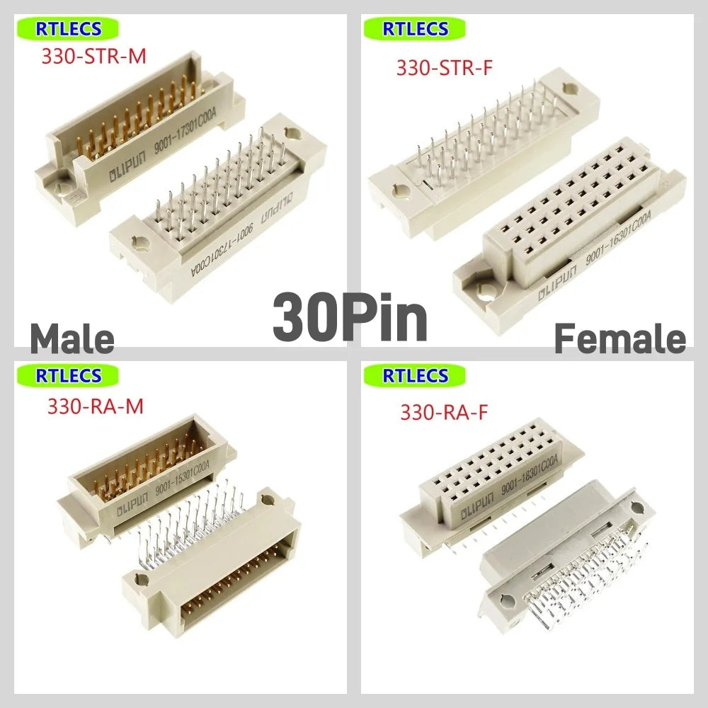 5 Pcs DIN 41612 Connector 20 30 32 48 64 96 Pin Plug Male Female Socket Vertical Right Angle Through Hole PCB Pitch 2.54 MM