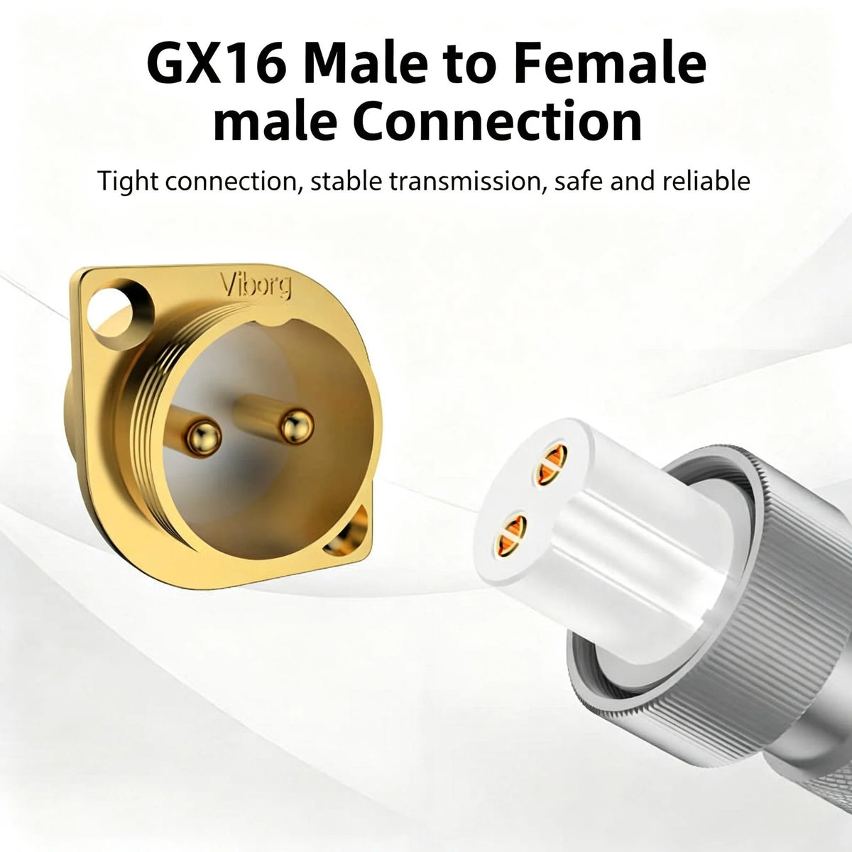 1PC Viborg Gold Plated GX16 GX12 Aviation Connector 2 Pin Female Socket Plug Circular Panel Mount Adapter