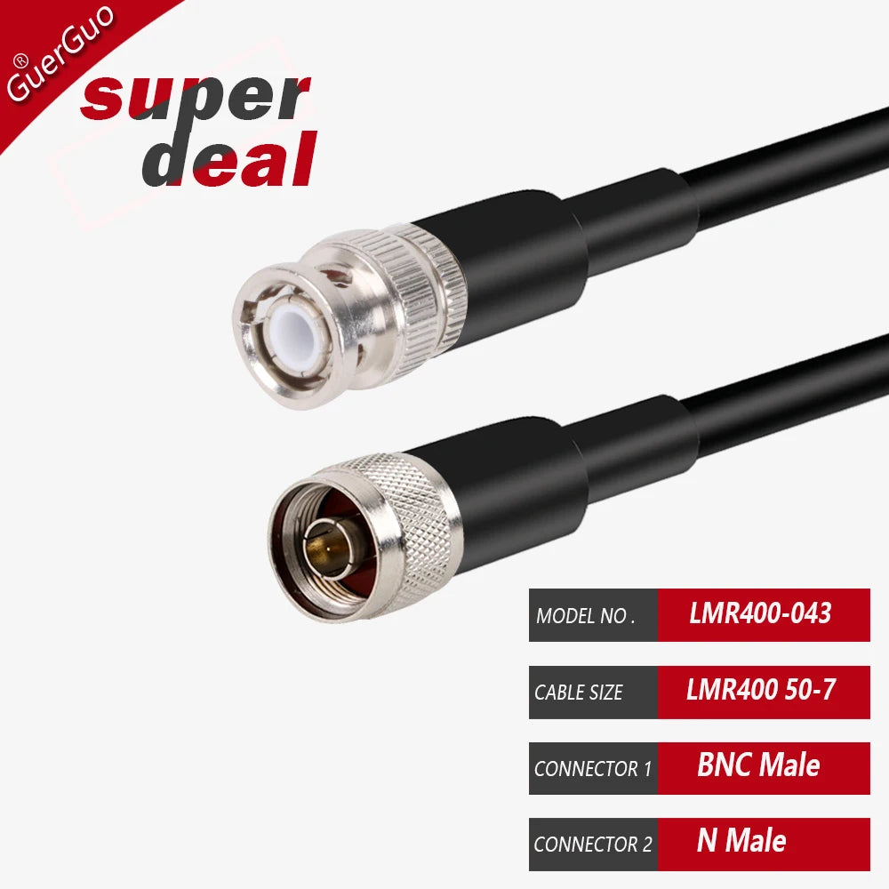 1PC 50 Ohm 50-7 RF Coaxial LMR400 Cable Cord SMA Male to BNC Male Connector Plug Extension Jumper Pigtail Adapter 1M 2M 3M
