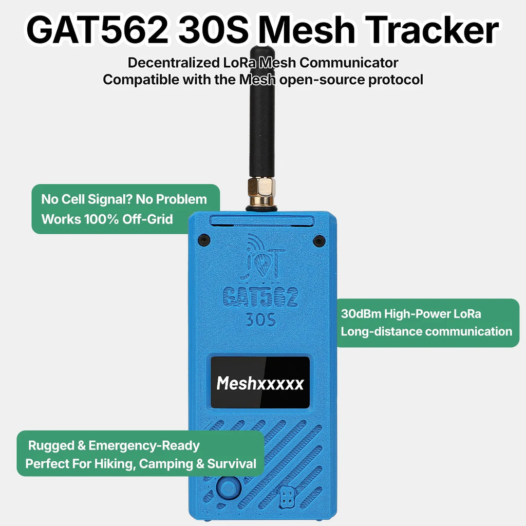 GAT562 30s 30dBm High Power SX1262 GPS Mesh LoRa Radio Compatible Meshcore or Meshtastic Wireless Tracker Node