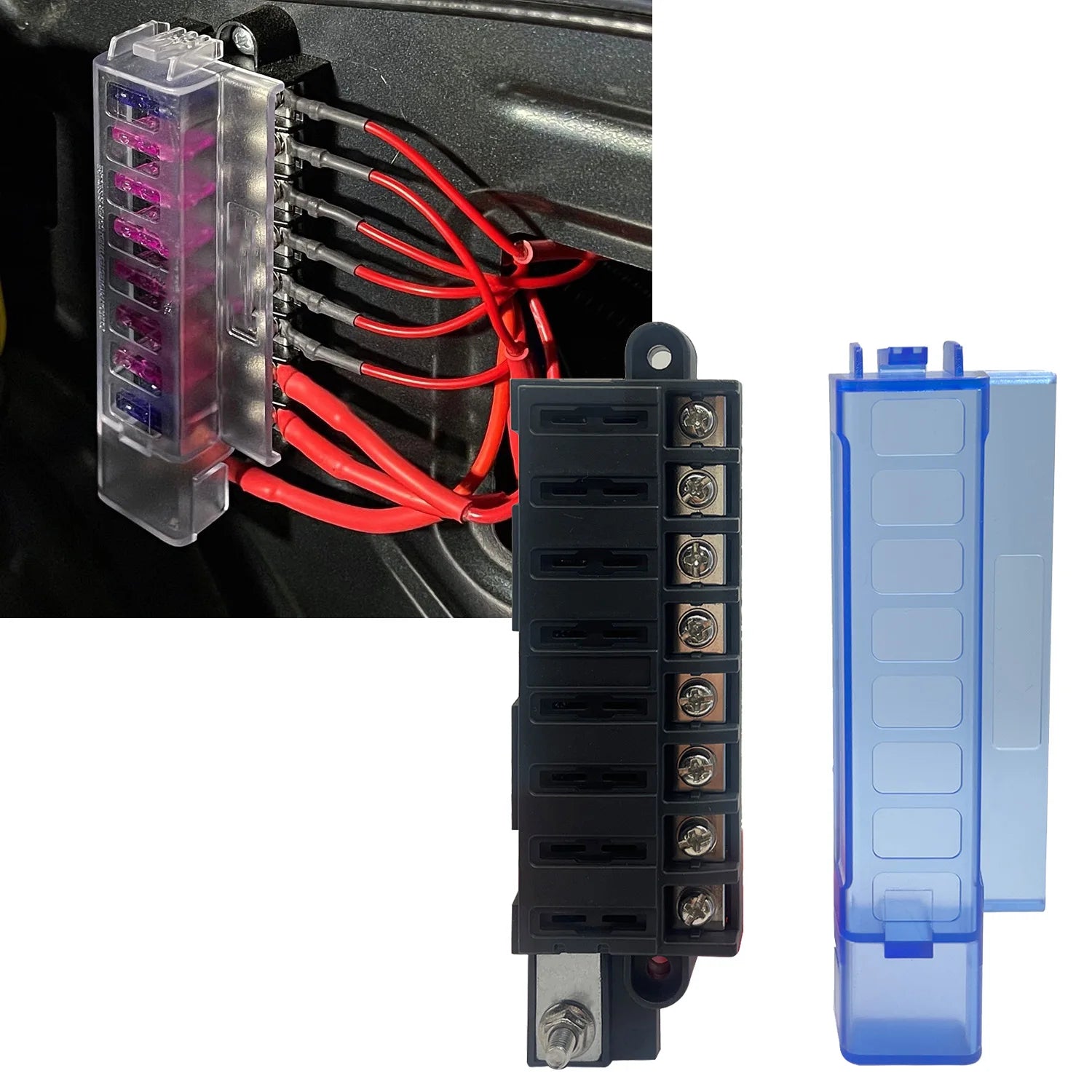 4/6/8 Ways Circuit Fuse Block #5045 ST Blade Fuse Box with Cover for Car Boat Marine