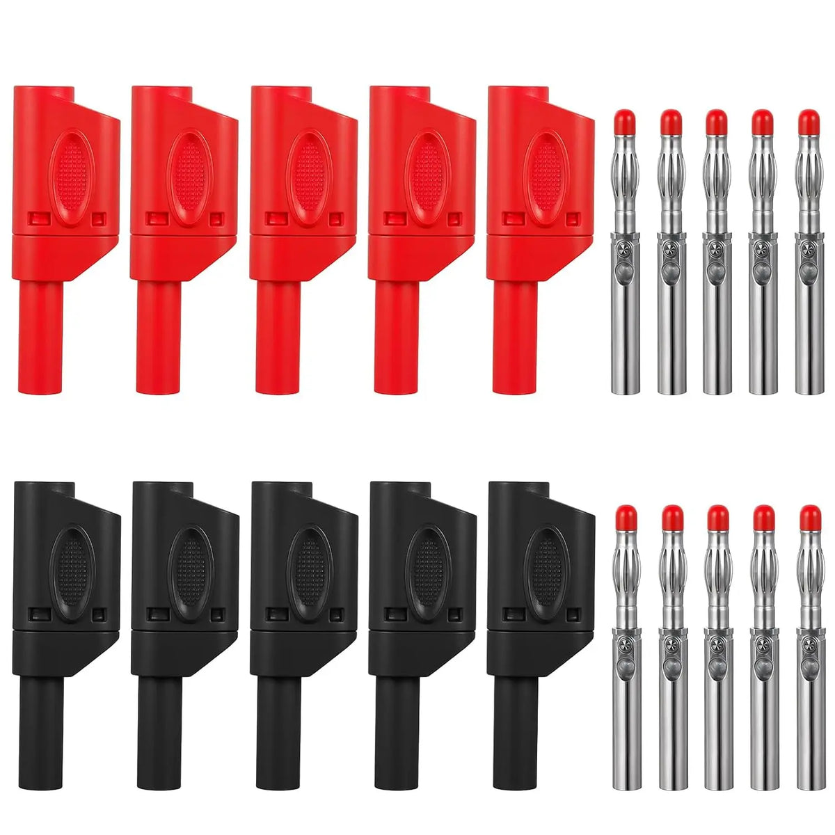 10Sets 4mm Banana Plug Connectors Stackable Banana Plugs Insulated Safety Fully Insulated Multimeter Test Leads Bananas Plugs
