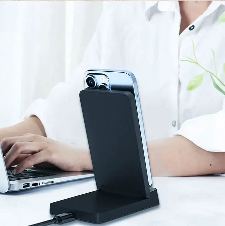 Magnetic Fast Wireless Charger Station For Magsafe iPhone 16 15 14 13 12 Pro Max Desktop Foldable Smartphone Charging Stand Dock