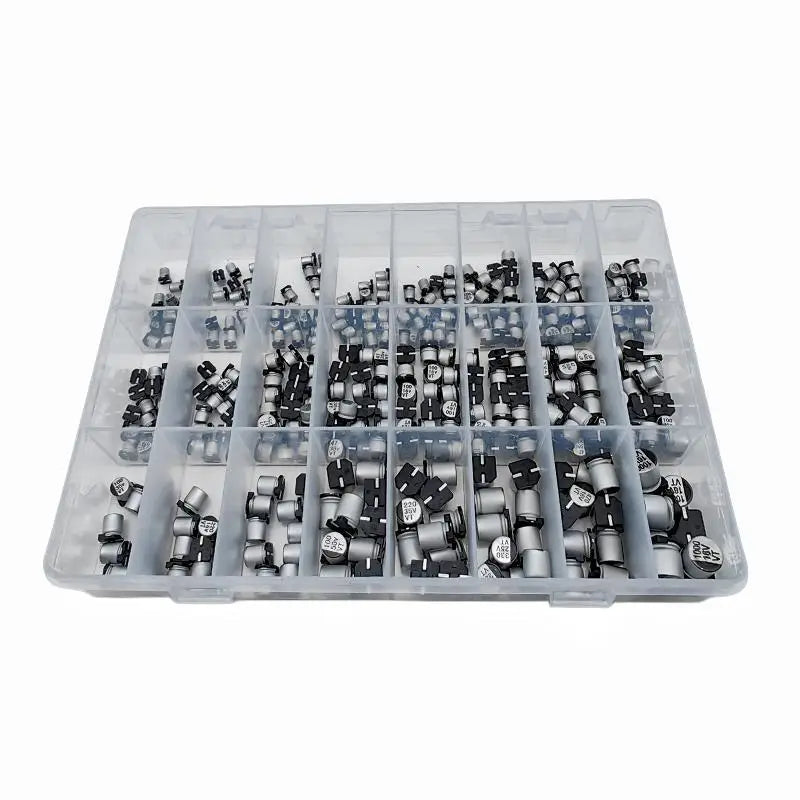 400Pcs/Lot 1UF~1000UF 10V-50V 24Value SMD Aluminum Electrolytic Capacitors Assortment Kit + Box