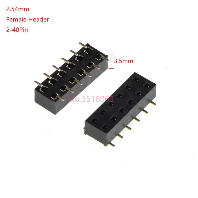 5/10Pcs Smd 2.54mm Female Header Strip Connector 3.5mm Height 2*2/3/4/5/6/7/8/10/20/40 P/Pin For Smt Pcb
