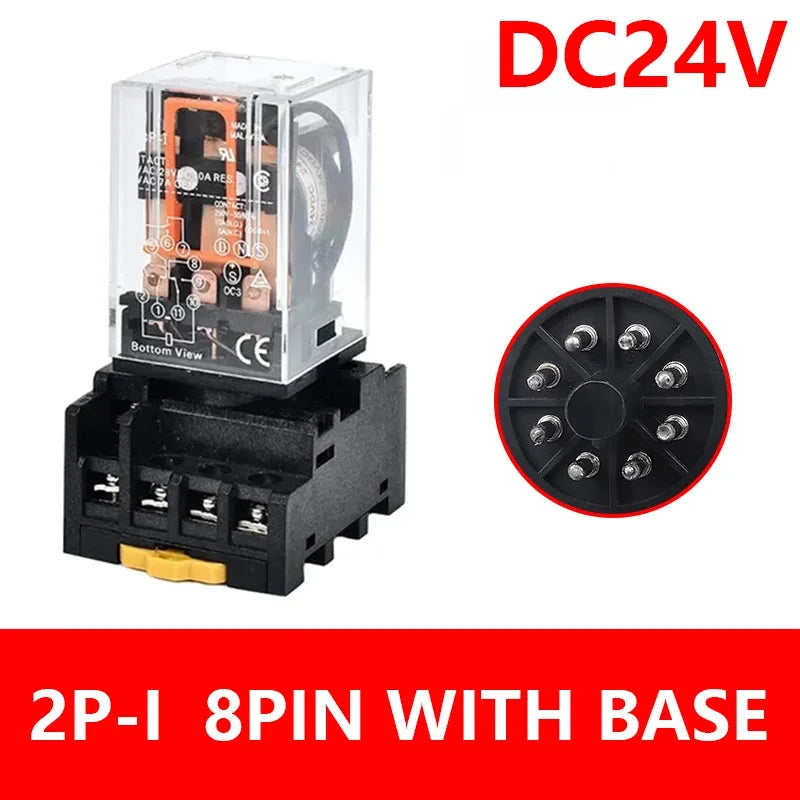 5/10Set MK2P-I MK3P-I Electromagnetic Relay Intermediate Small Relay with Base 8 Pin 11 Pin AC/DC 220V 24V