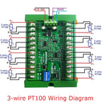 8ch DC 8-30V PT100 RTD RS485 Temperature Sensor Module Modbus RTU Platinum Thermal Resistance Collector -40~500C