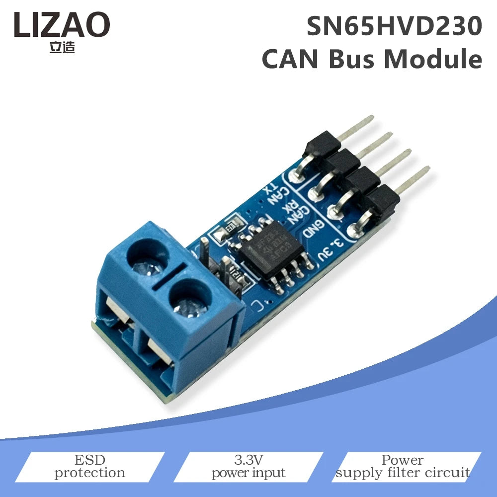 SN65HVD230 CAN Bus Transceiver Module 3.3V Power Supply ESD Protection TTL to CAN Level Conversion Board For Arduino
