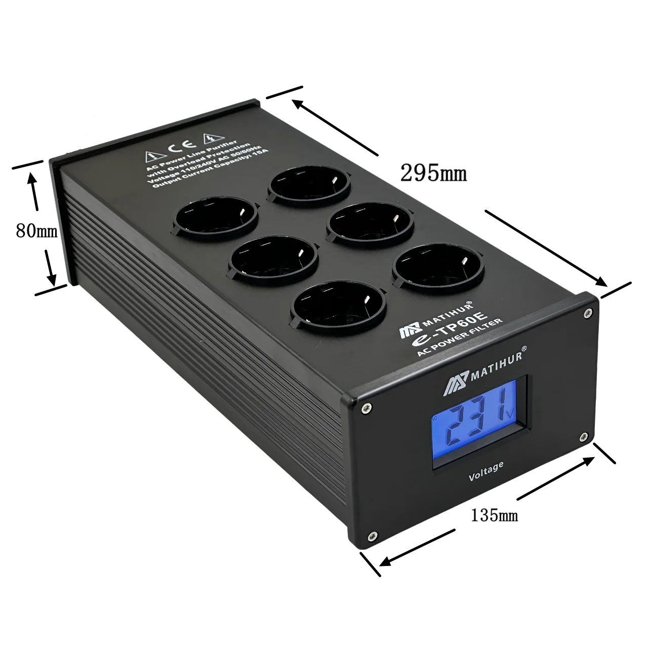 MATIHUR e-TP80 Audio Noise AC Power Filter Power Conditioner Power Purifier Surge Protection with EU Outlets Power Strip