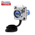 Cnlinko LP16 Waterproof Type-C 3A Female Socket Jacks Panel Mount USB C Connector for Fast Charging Data Transfer 10Gbps