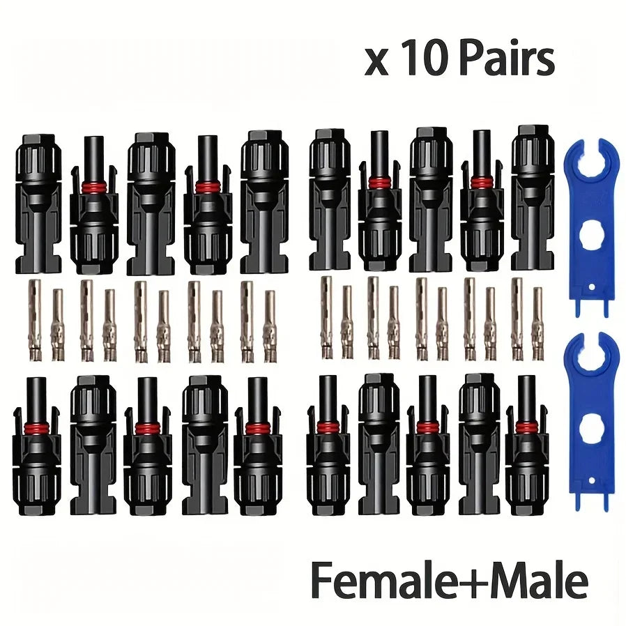 10/20/60/100PCS Photovoltaic Connectors, Solar Cable Connectors, IP67 Waterproof Adapters, DC1000V/30A Used for 2.5/4/6mm2 Cable