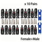 10/20/60/100PCS Photovoltaic Connectors, Solar Cable Connectors, IP67 Waterproof Adapters, DC1000V/30A Used for 2.5/4/6mm2 Cable
