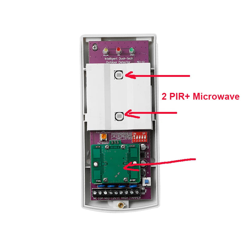 Outdoor Wired Dual Tech Microwave PIR Motion Sensor DC12V Pet Immune NO NC Alarm Output Home Security