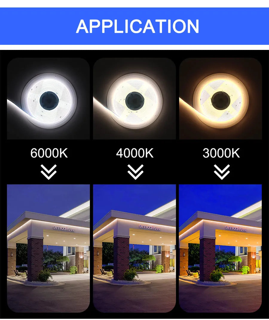FOB COB LED Strip Lights 3mm 5mm 8mm 10mm 12V 24V Flexible Dimmable LED Tape Easy Install Cuttable 3000K 4000K 6000K LED Tape
