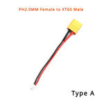 PH2.0 To XT60/XT30 Plug Battery Charging Adapter Cable Cord Female Male Plug To PH2.0-M XT60-F XT30-F High Current Connector