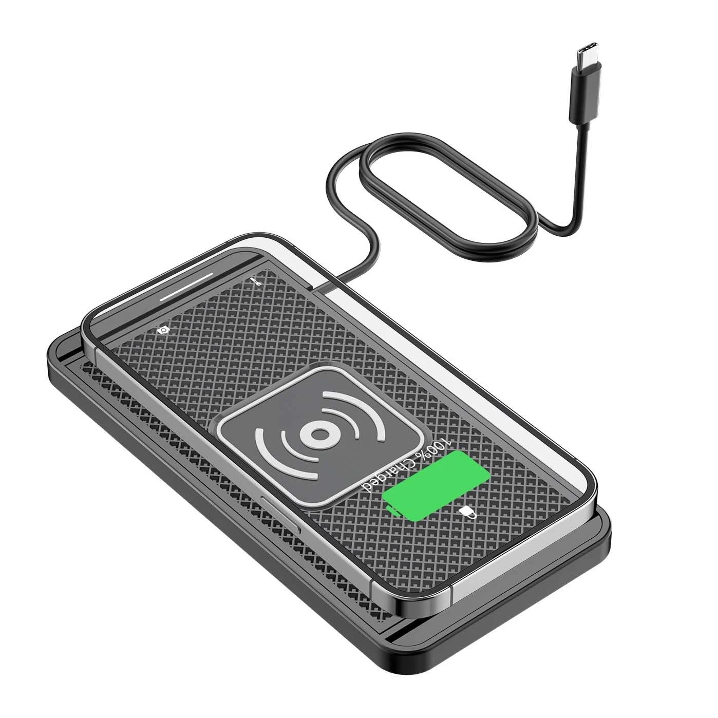 Car Wireless Charger Non-Slip Dashboard Phone Charger Mat with Type C Cable for Ford Maverick 2022-2025 Car Interior Accessories