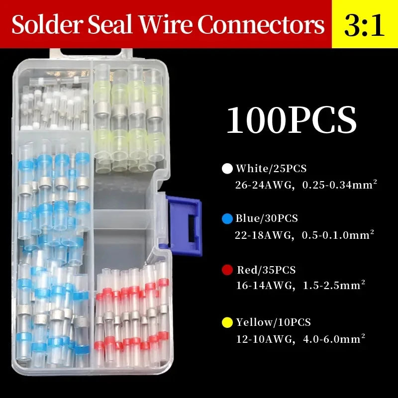 50/100/300/500 Pcs Heat Shrink Wire Connector Solder Seal Splice Tube SST 3:1 Waterproof Butt Crimp Terminals