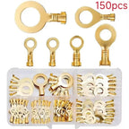 150Pcs M3/M4/M5/M6/M8/M10 Ring-Terminal Wire Quick Connector Terminal Brass Crimp Terminal Assorted Kit