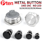 12/16/19/22/25/30/40mm Waterproof Metal Push Button Switch NO LED Light Momentary Latching Car Engine Power Switch  1NO1NC