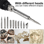 JCD 80W Engraving Pen Electric Soldering Iron Wood Burning Kit Flipping Word Embossing Pyrography Tool Craft 28PC TIP Set 908S
