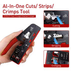 Rj45 Rj12 Rj11 Pass Through Crimp Plier Cat7 Cat6 Cat6A Cat5 Cat5e Stripping Crimping Tool with 8P/6P Ethernet Connectors