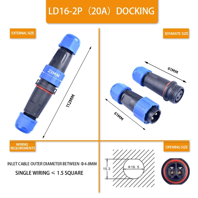 IP68 Waterproof Male Female Electrical Connector LD Series2/3/4/5/6/7/9-Pin Panel-Mount Screw Wire Cable Aviation Plug Connector