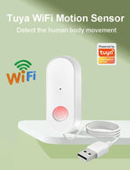 WiFi Human Motion Sensor PIR Infrared Detector Works With Tuya Smart Life APP Home Security Anti-theft Devices Support Alexa
