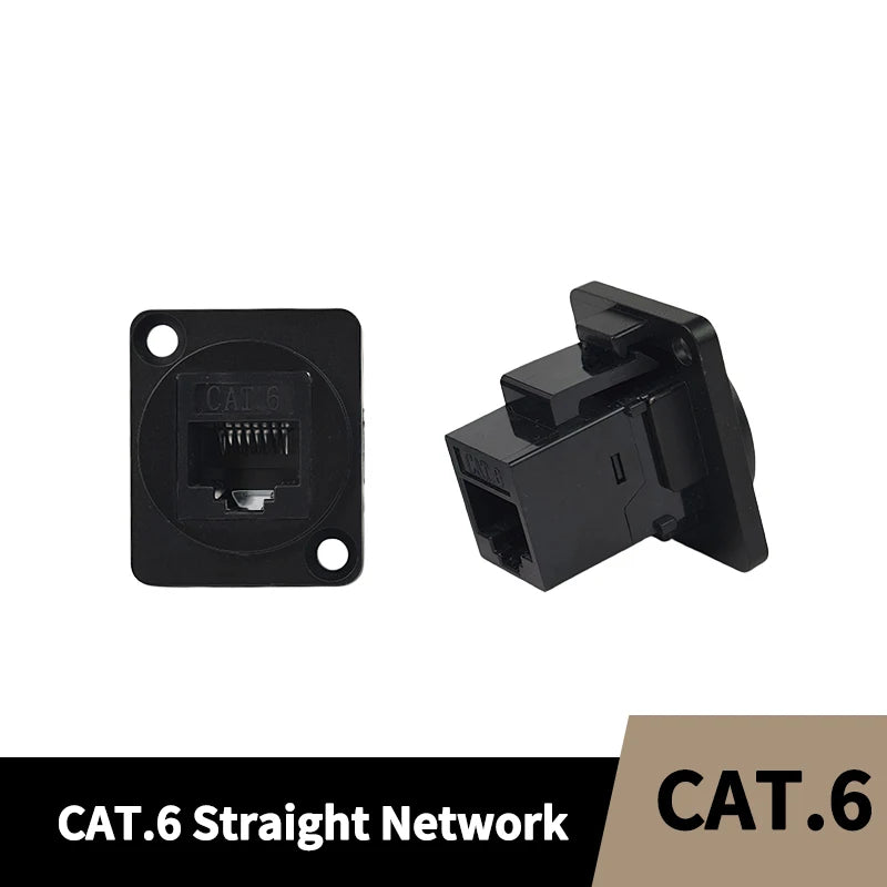 D Type RJ45 CAT5E CAT6 CAT6A CAT7 Panel Mount Feed Through Connector Shielded Ethernet Socket for Rack Cabinet Wall Plate 8P8C