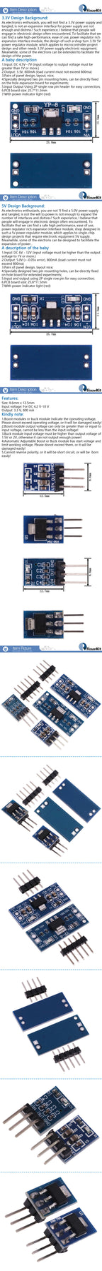 1/5/10PCS AMS1117 3.3V 5V DC-DC Step-Down Power Supply Module AMS1117-5.0V Power Buck Module AMS1117-3.3V LDO 800MA