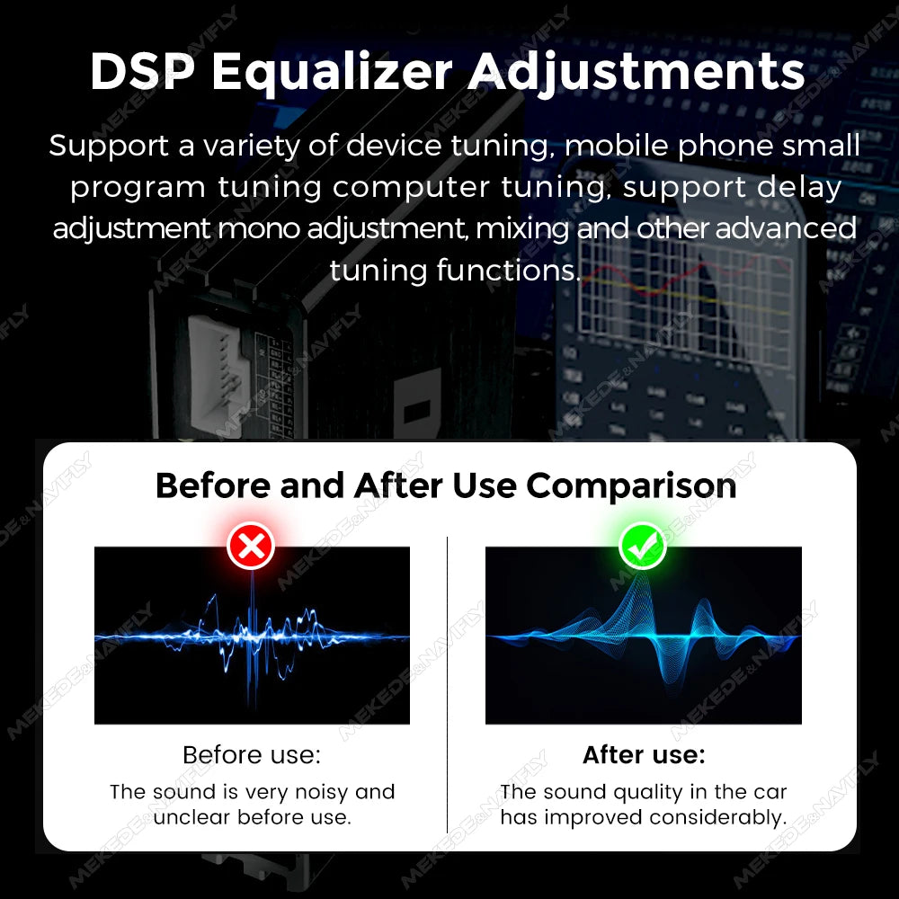 MEKEDE&NAVIFLY 4*50W Car DSP Amplifier Intelligent Car Audio System Universal Car Radio Digital Audio Processor Stereo Amplifier