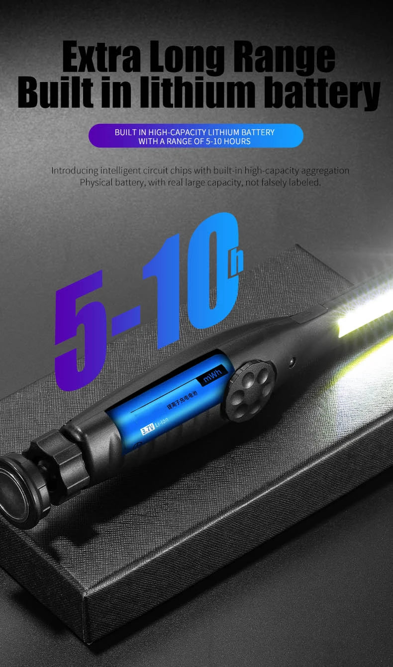 Portable COB Work Lights With Magnetic Rechargeable LED Flashlight Portable Stepless Dimming Emergency Car Repair Lamps